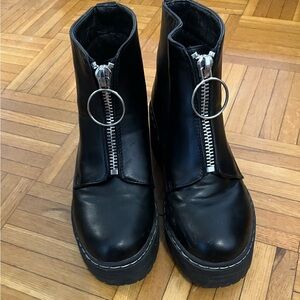 Zip front boots